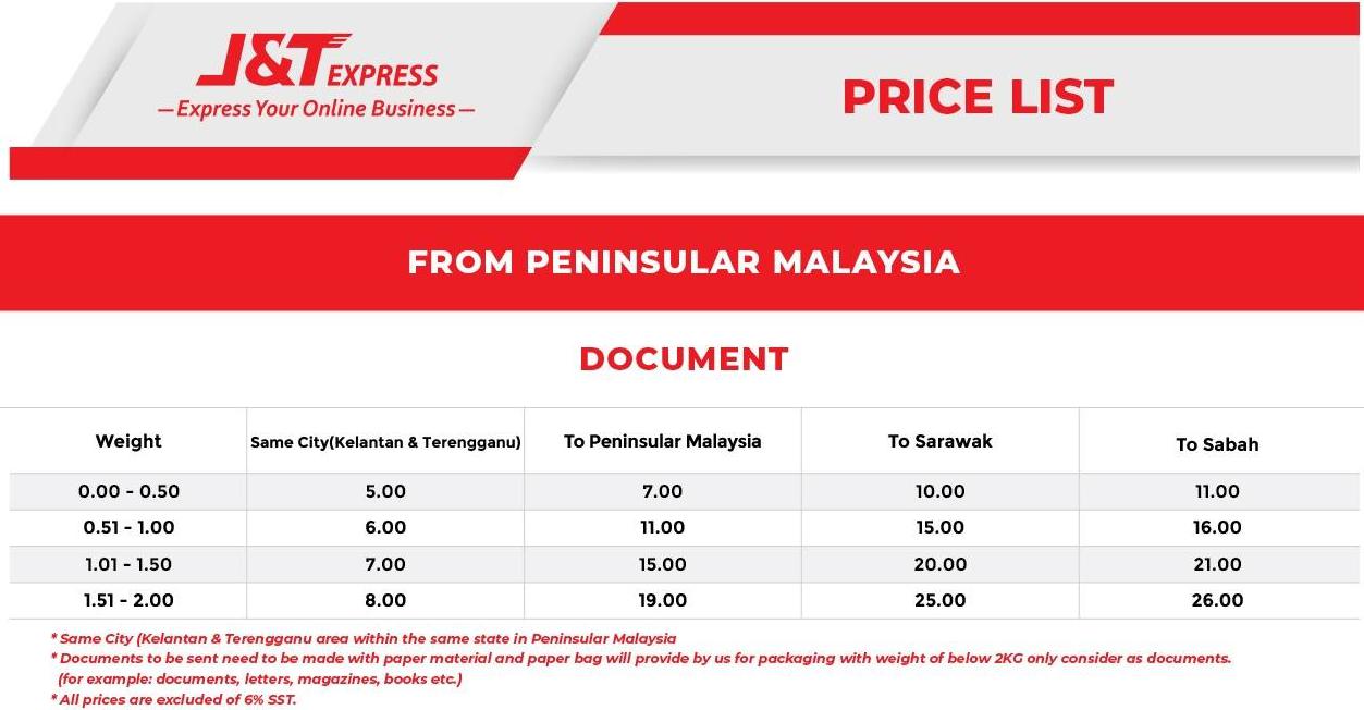 Dhl price list per kg malaysia