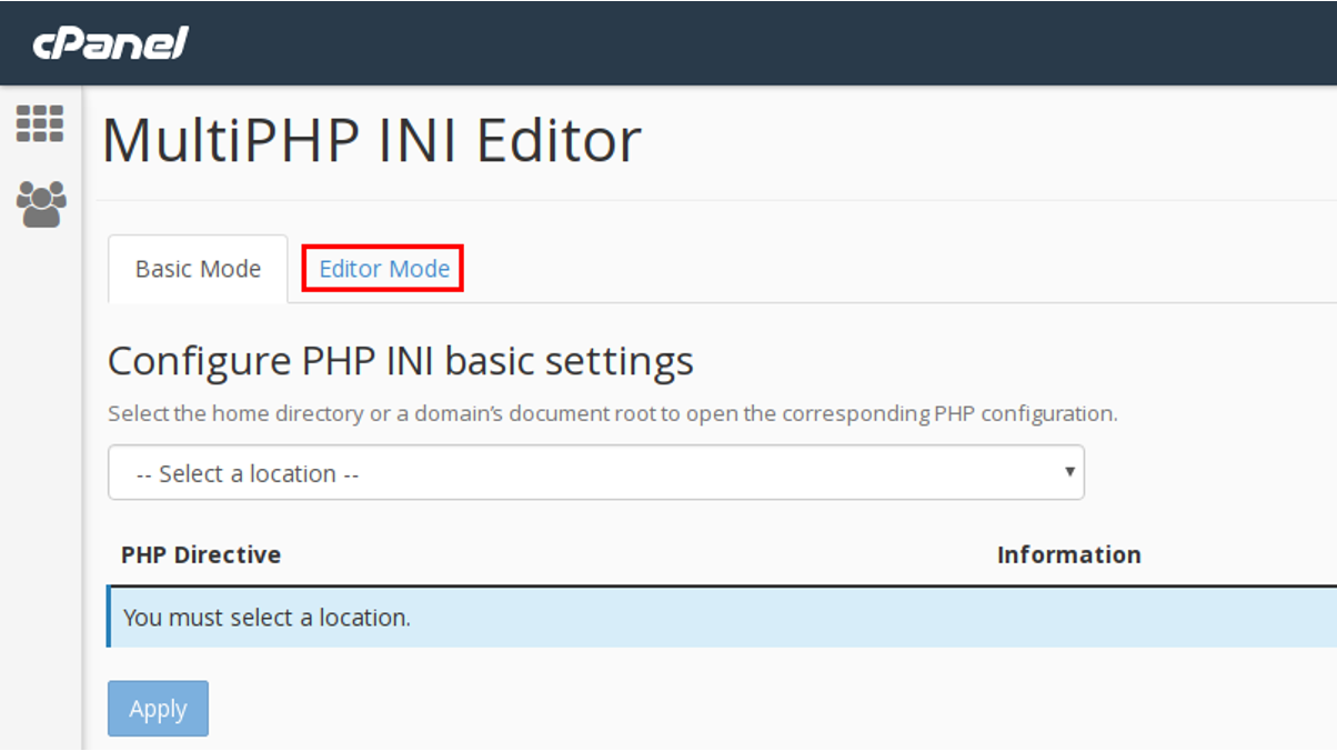 How to use the MultiPHP INI Editor in cPanel?